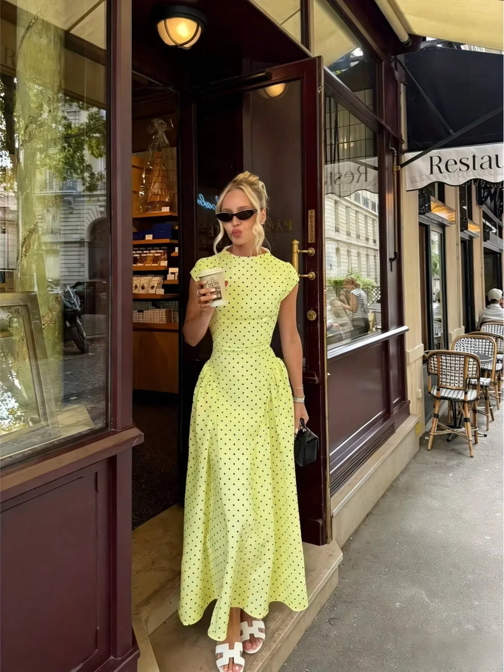 Polka Dot Fit-And-Flare Maxi Dress