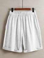White Wide-Leg Linen Shorts