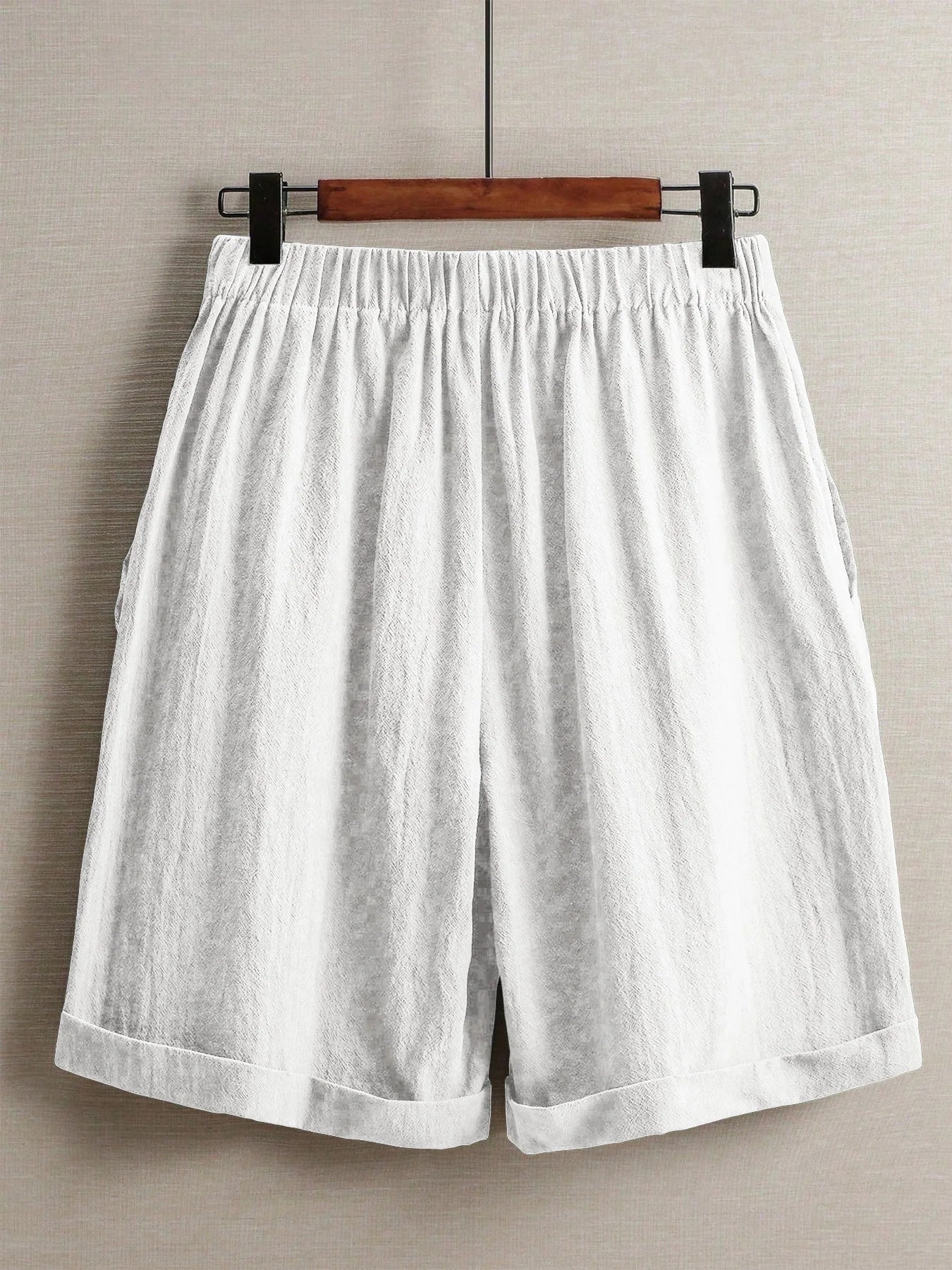 White Wide-Leg Linen Shorts