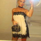 Contrast Lace Mini Slip Dress