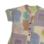 Geometric Button Front Shift Dress