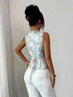 Floral Jacquard Peplum Top