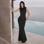 Draped Backless Evening Dress