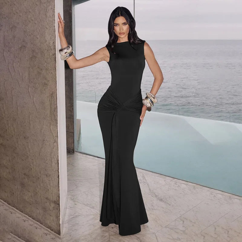 Draped Backless Evening Dress