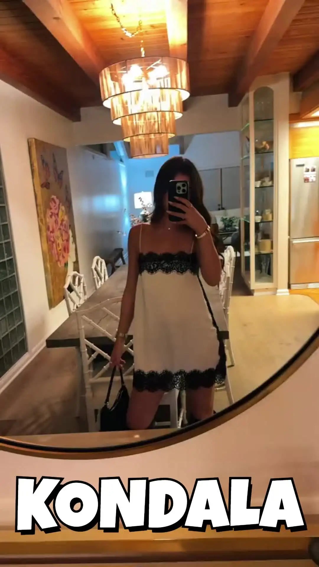 Contrast Lace Mini Slip Dress