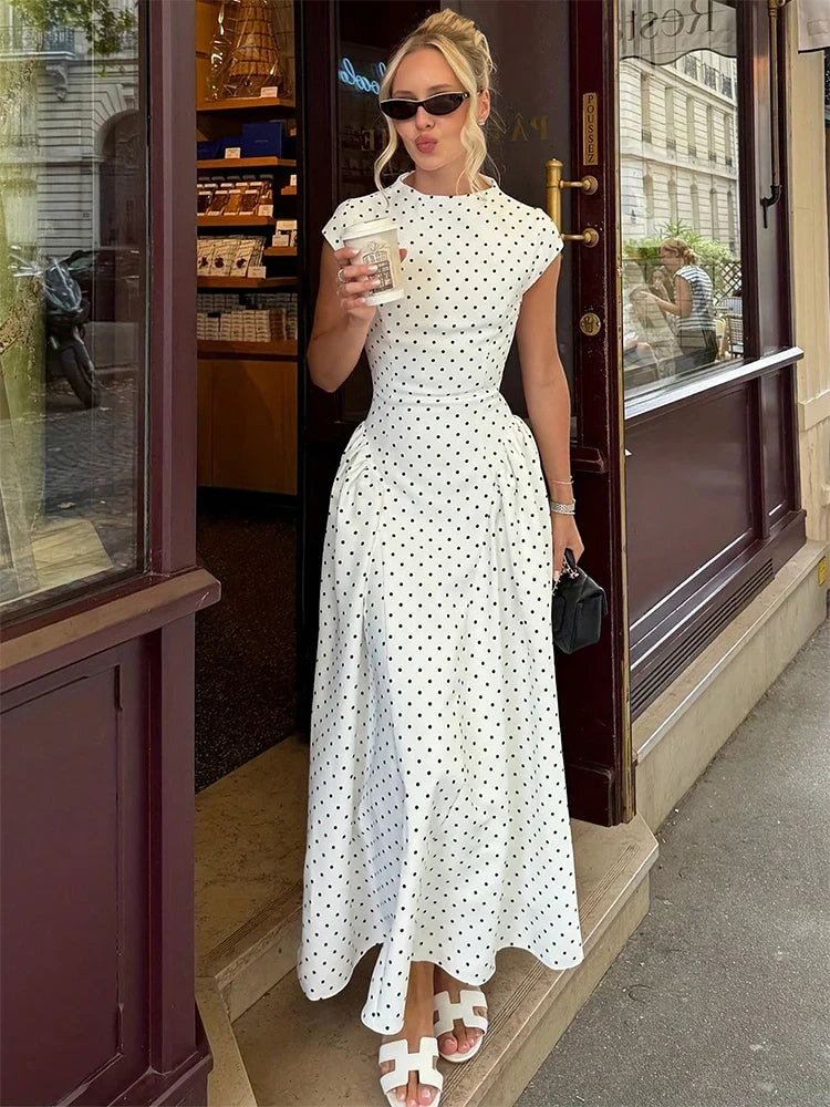 Polka Dot Fit-And-Flare Maxi Dress