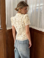 Floral Lace Frog Closure Blouse