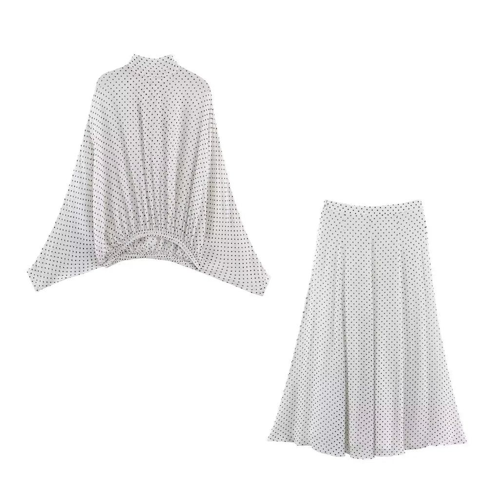 Polka-Dot Chiffon Skirt Set