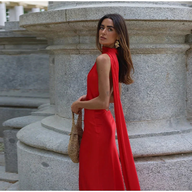 Backless Halter Evening Gown