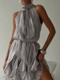 Draped Halter Mini Dress