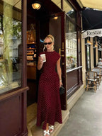 Polka Dot Fit-And-Flare Maxi Dress