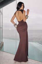 Draped Backless Evening Dress