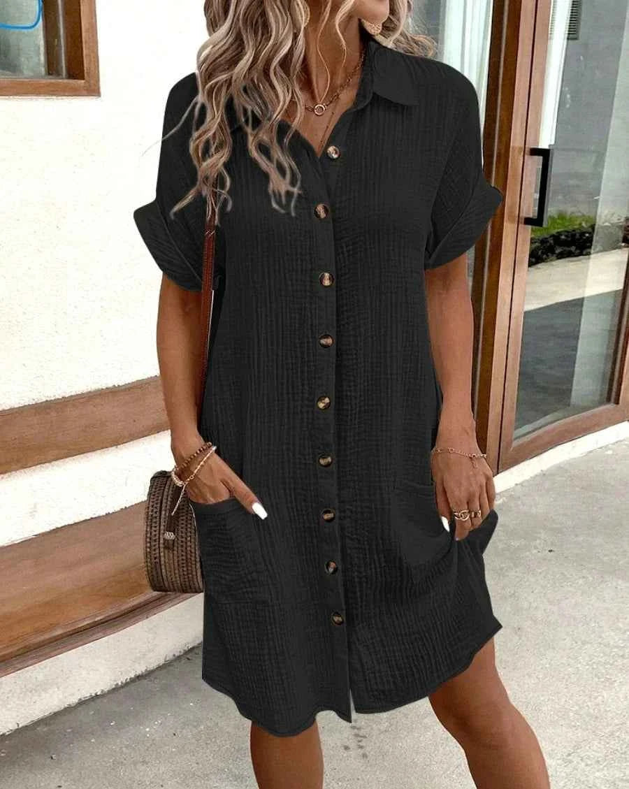 Relaxed Button Front Shirt Dress