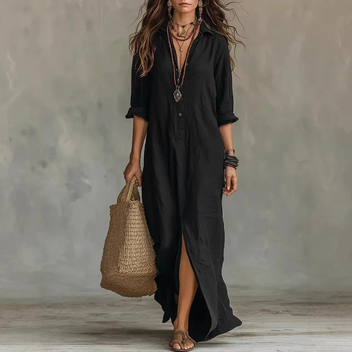 Relaxed Maxi Shirt Dress