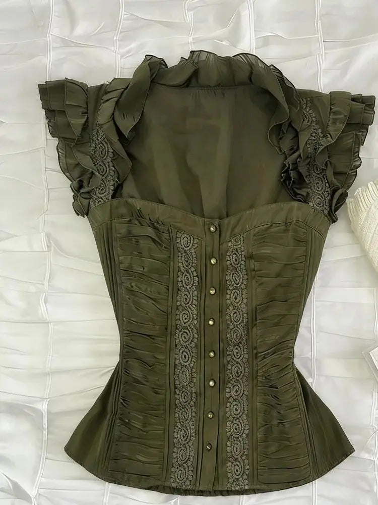 Ruffled Peplum Corset Top
