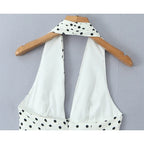 White Polka Dot V-Neck Mini Dress