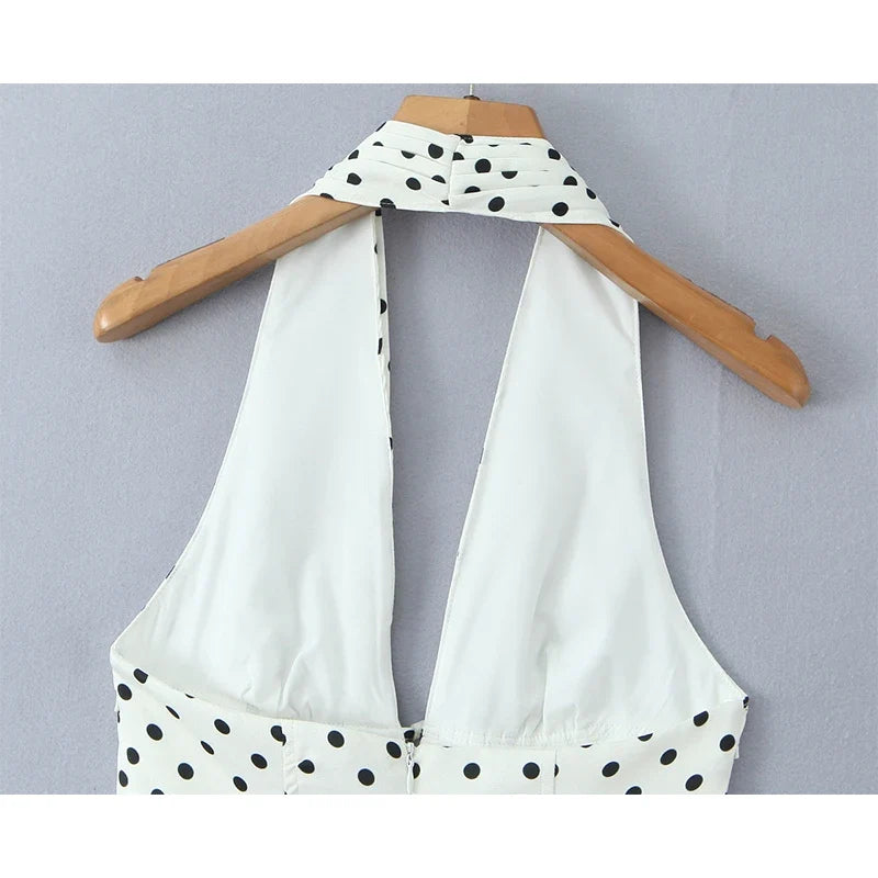 White Polka Dot V-Neck Mini Dress