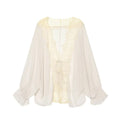 Mustard Lace-Trim Tie-Front Blouse