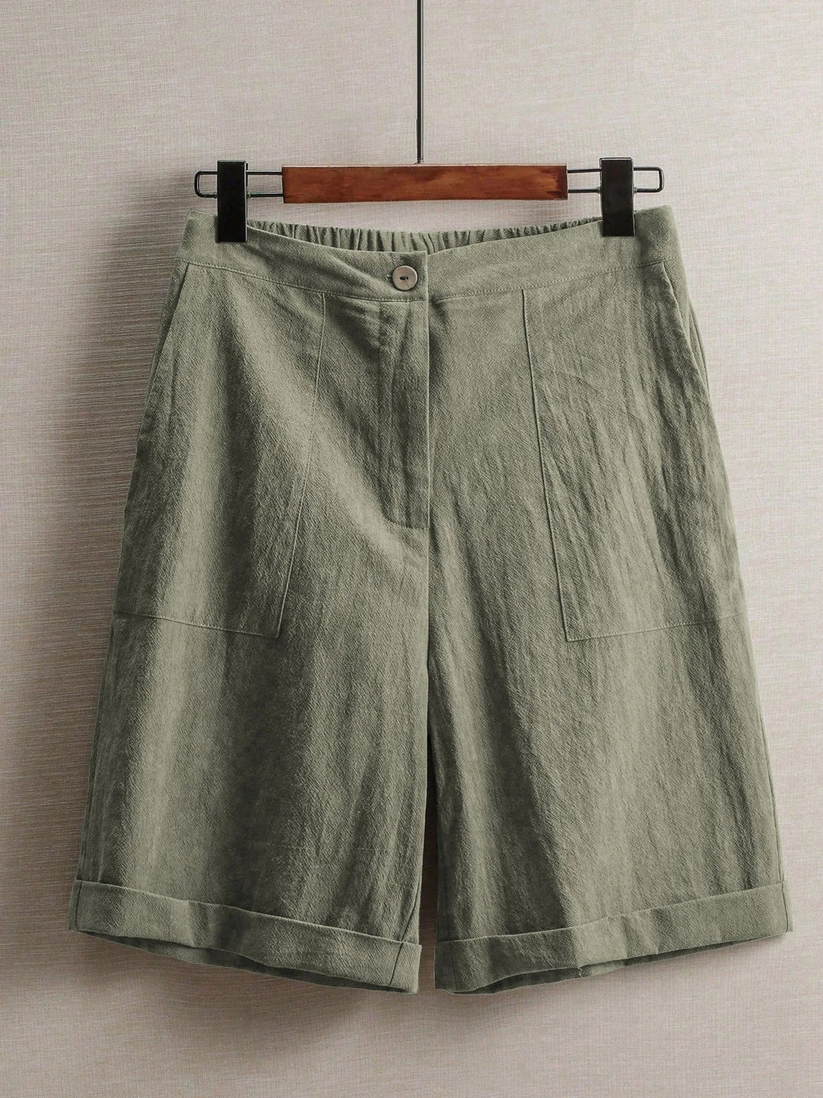 White Wide-Leg Linen Shorts
