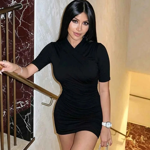 Brown Ruched Bodycon Mini Dress