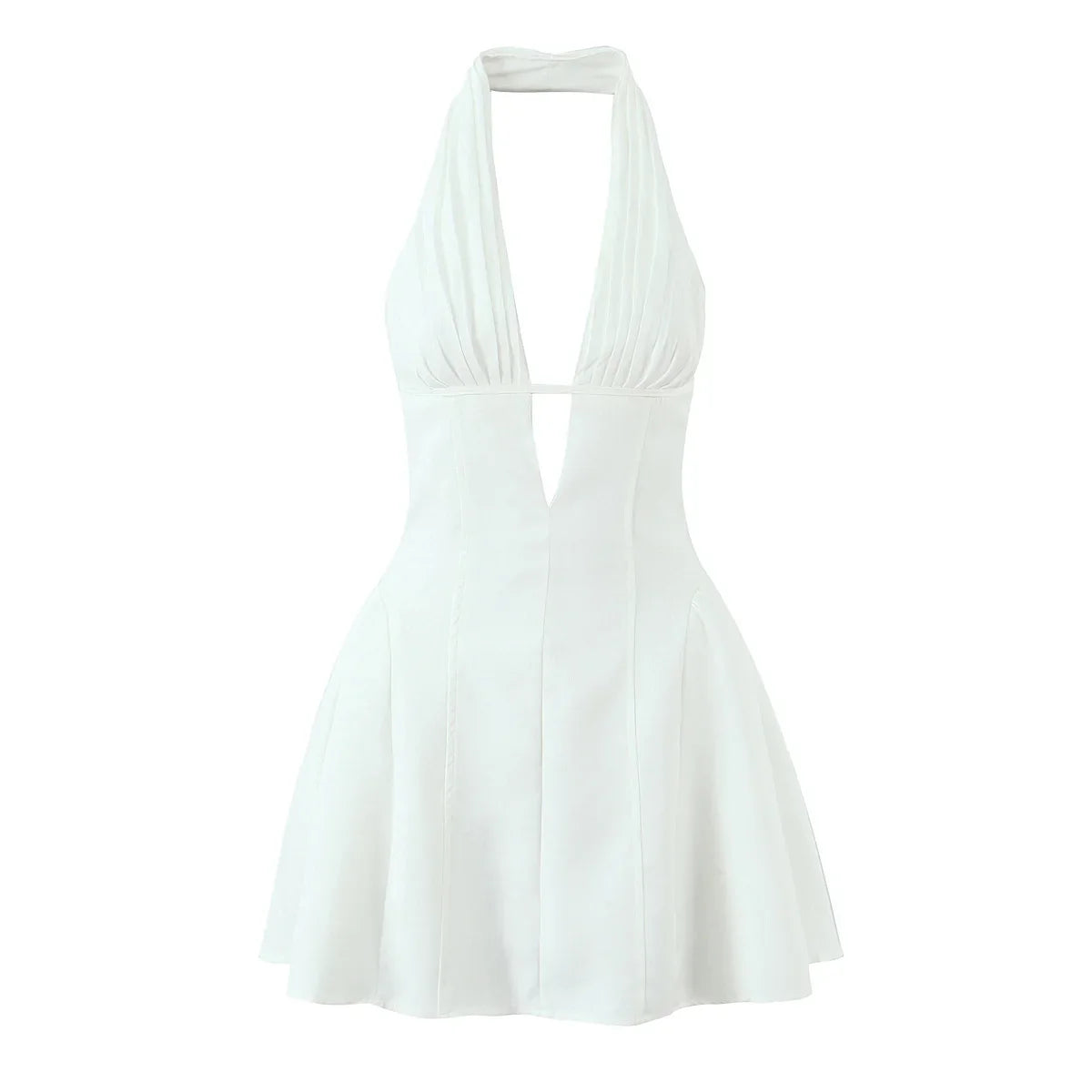 White Polka Dot V-Neck Mini Dress