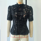 Floral Lace Frog Closure Blouse