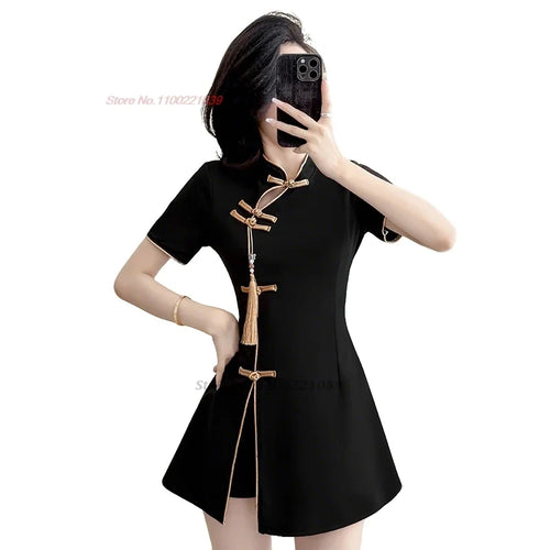 Black Gold Qipao Dress Set