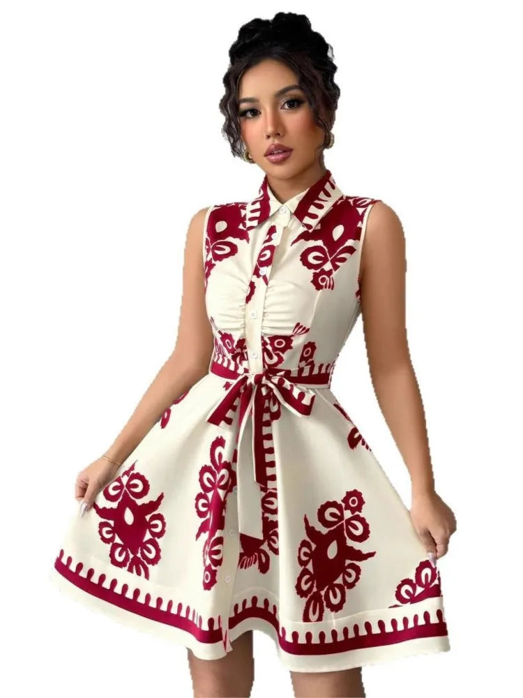Floral Collared A-Line Dress