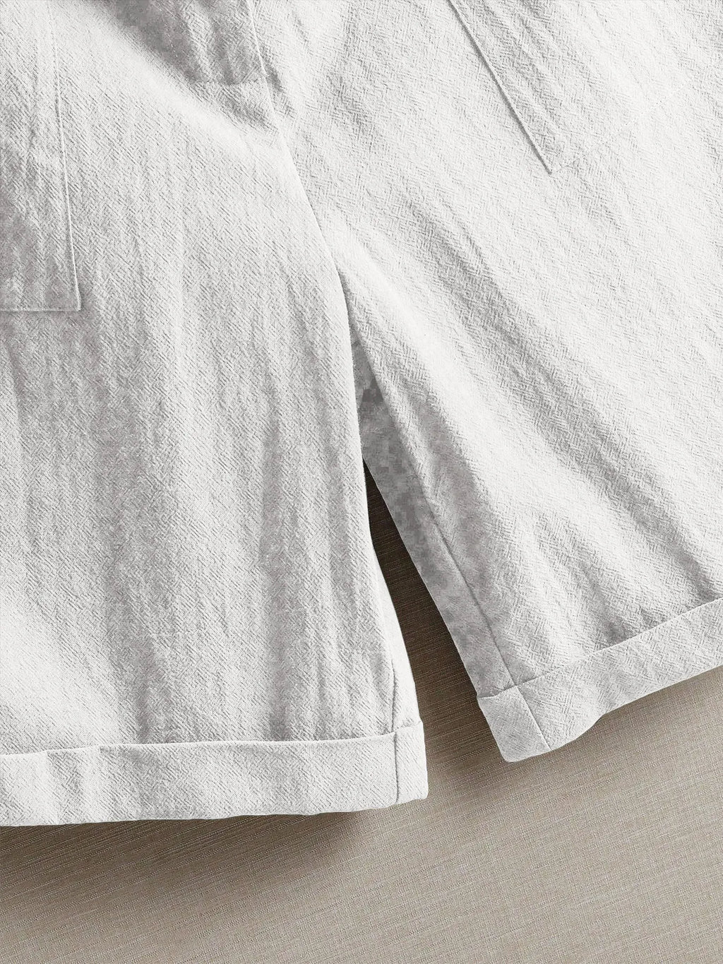 White Wide-Leg Linen Shorts