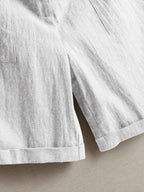 White Wide-Leg Linen Shorts
