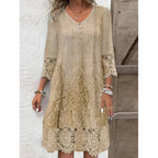 Embroidered Lace Knee-Length Dress