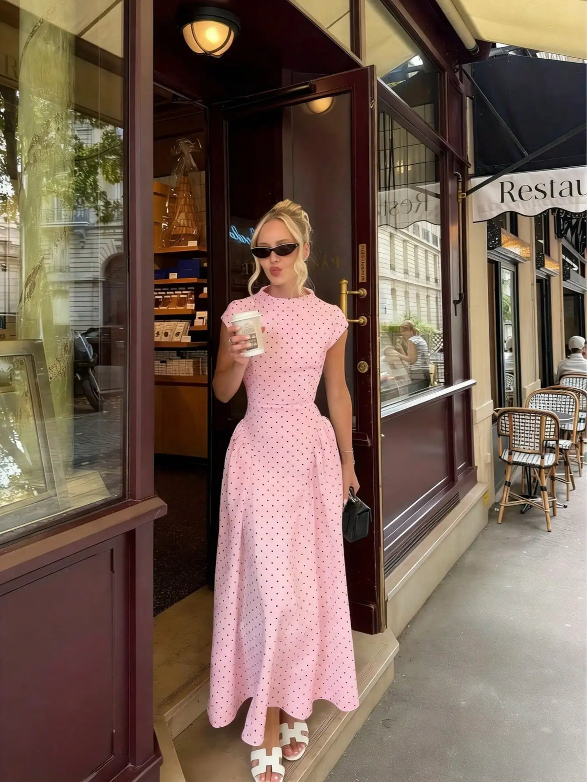 Polka Dot Fit-And-Flare Maxi Dress