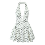 White Polka Dot V-Neck Mini Dress