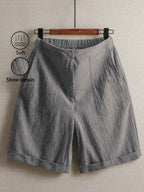 White Wide-Leg Linen Shorts