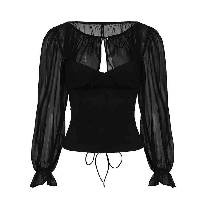 Black Off-Shoulder Corset Blouse