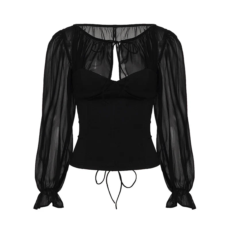 Black Off-Shoulder Corset Blouse