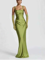 Ruched Satin-Look Evening Dress