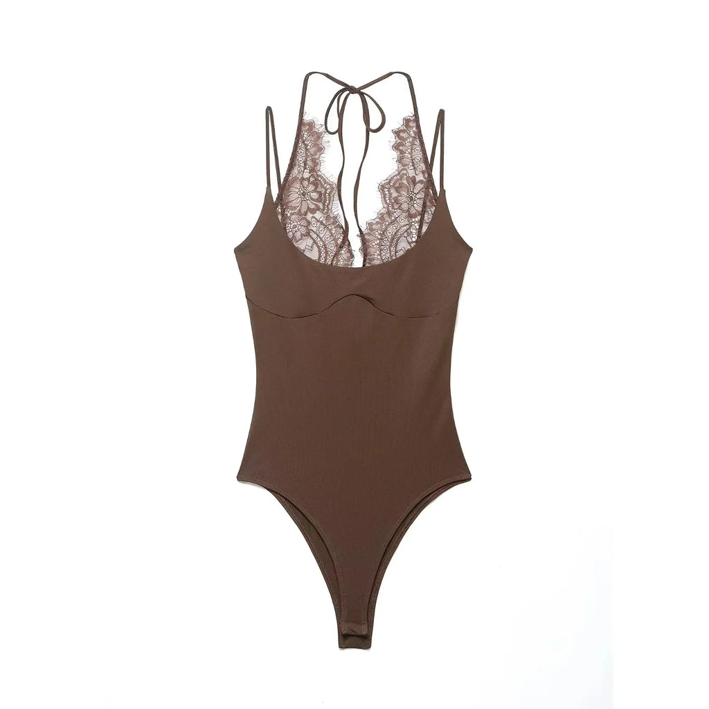 Floral Lace Halter Bodysuit