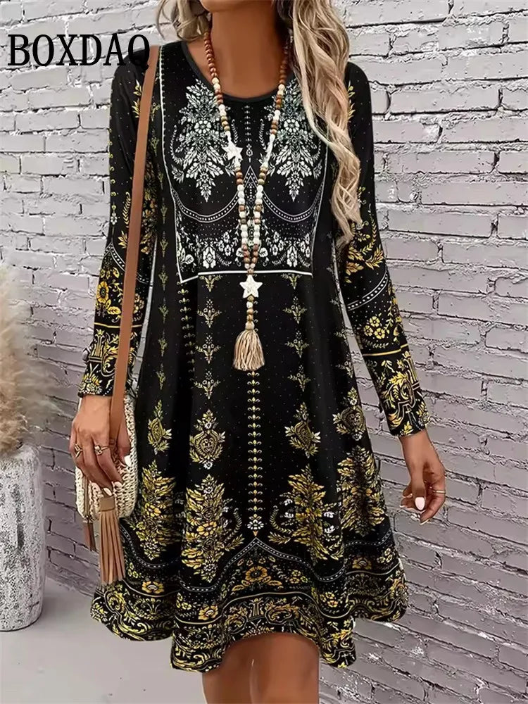 Printed A-Line Mini Dress