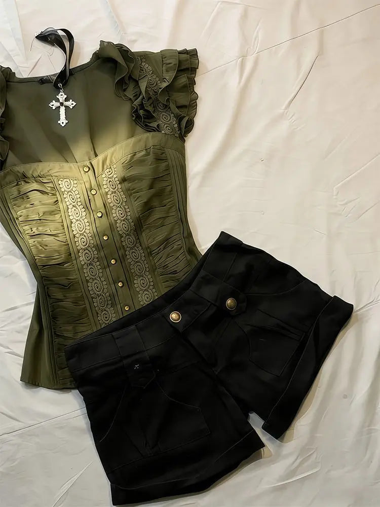 Ruffled Peplum Corset Top
