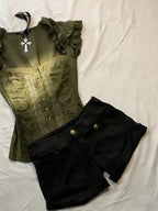 Ruffled Peplum Corset Top