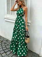 Polka Dot Halter Maxi Dress