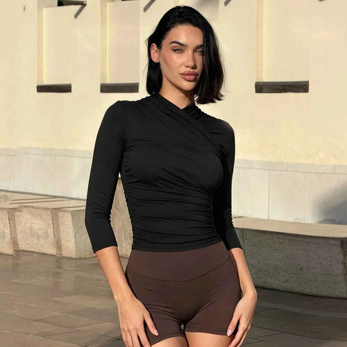 Ruched Cross-Over Crop Top