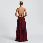 Floral Backless Evening Dress
