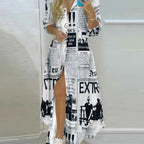 Star & Moon Print Maxi Shirt Dress