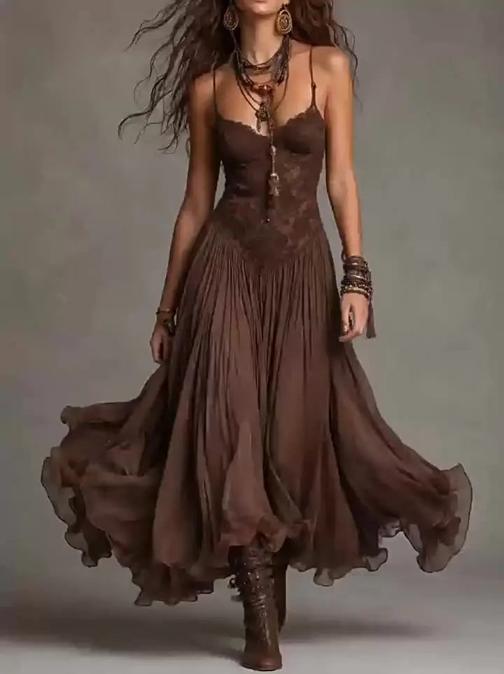 Floral Lace A-Line Maxi Dress