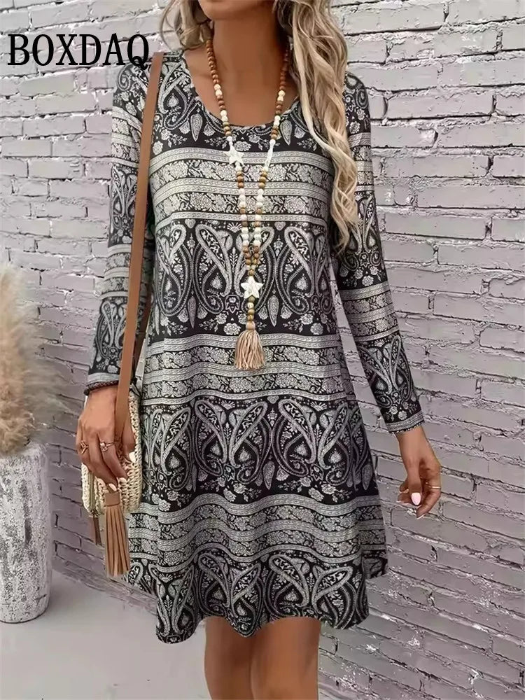 Printed A-Line Mini Dress