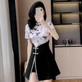 Floral Mandarin Collar Mini Dress