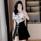 Floral Mandarin Collar Mini Dress