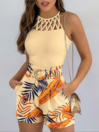 Cutout Top Shorts Set